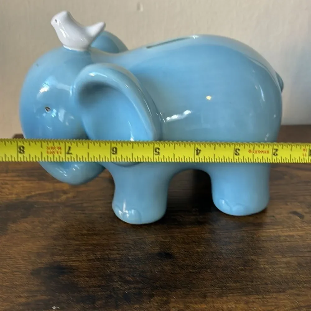 2013 POTTERY BARN KIDS BABAR THE ELEPHANT COIN PIGGY BANK WITH BLUE BIRD PB KIDS